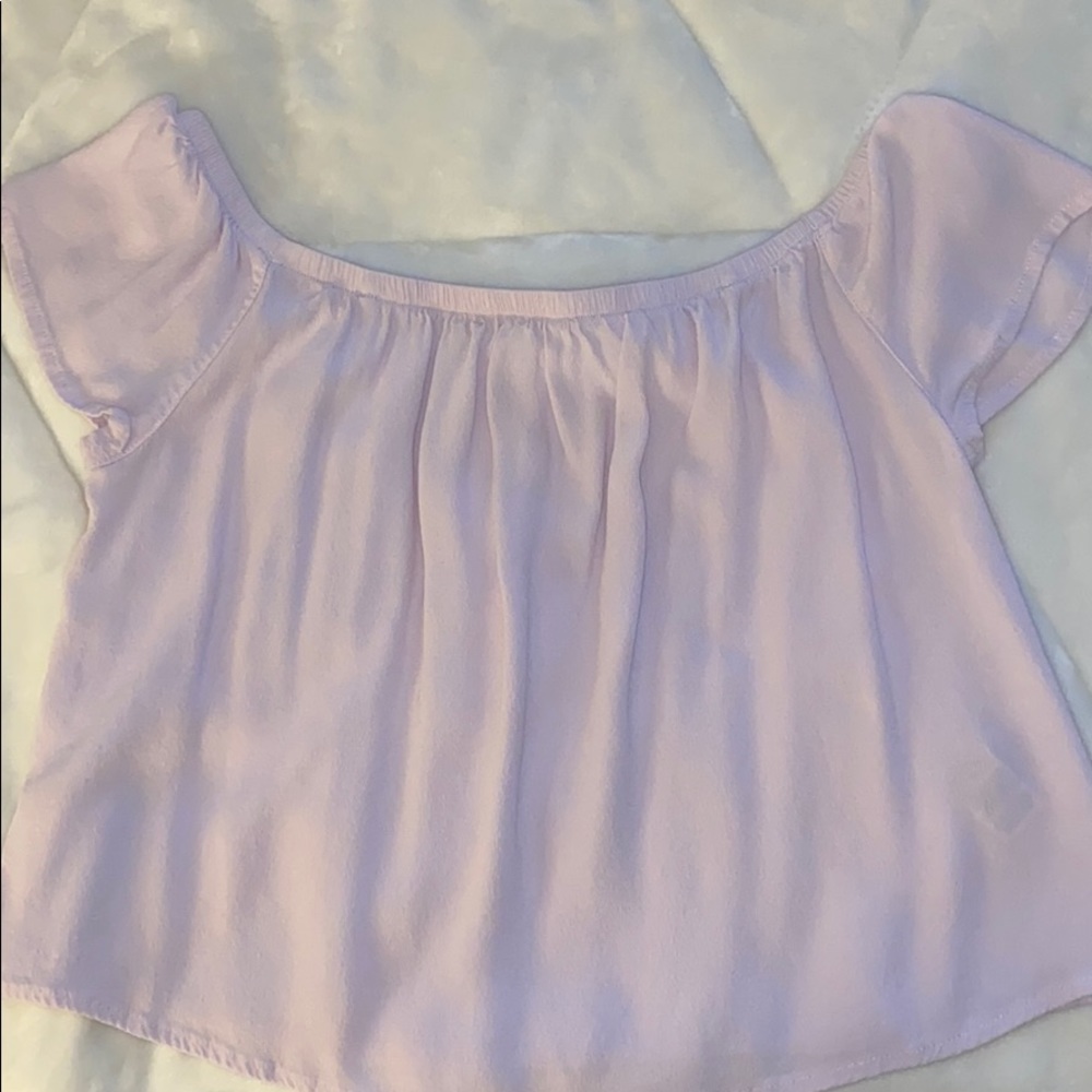 Rose pink off the shoulder top from Garage!!